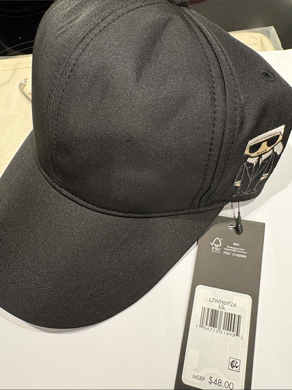 Karl Lagerfeld Baseball Hat Black Logo Character details
